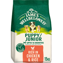 15KG James Wellbeloved Puppy/Junior Chicken Dog Food - BB APRIL 2026