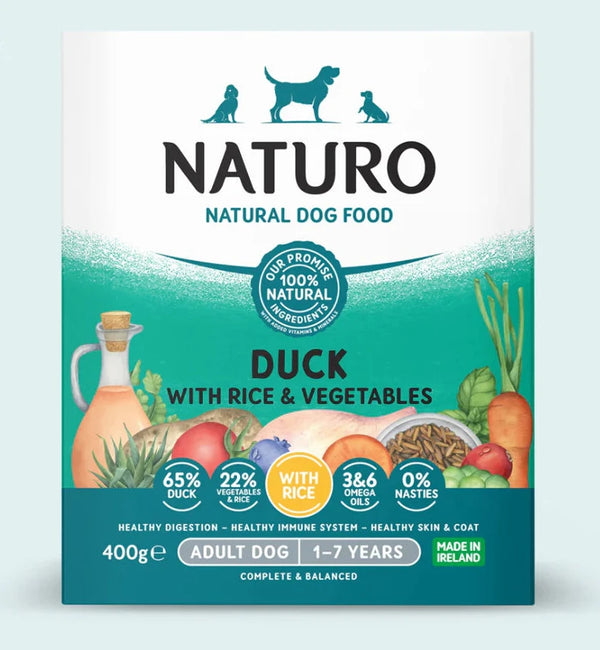 Naturo Duck Wet Dog Food Trays 6x400g - Discounted Stock