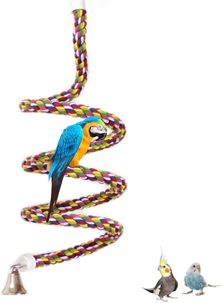Multi-colour Bungee Perch for Caged Birds