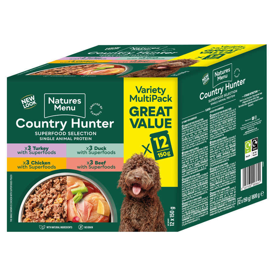 Natures Menu Country Hunter Dog Pouch Multi Pack 12x150g