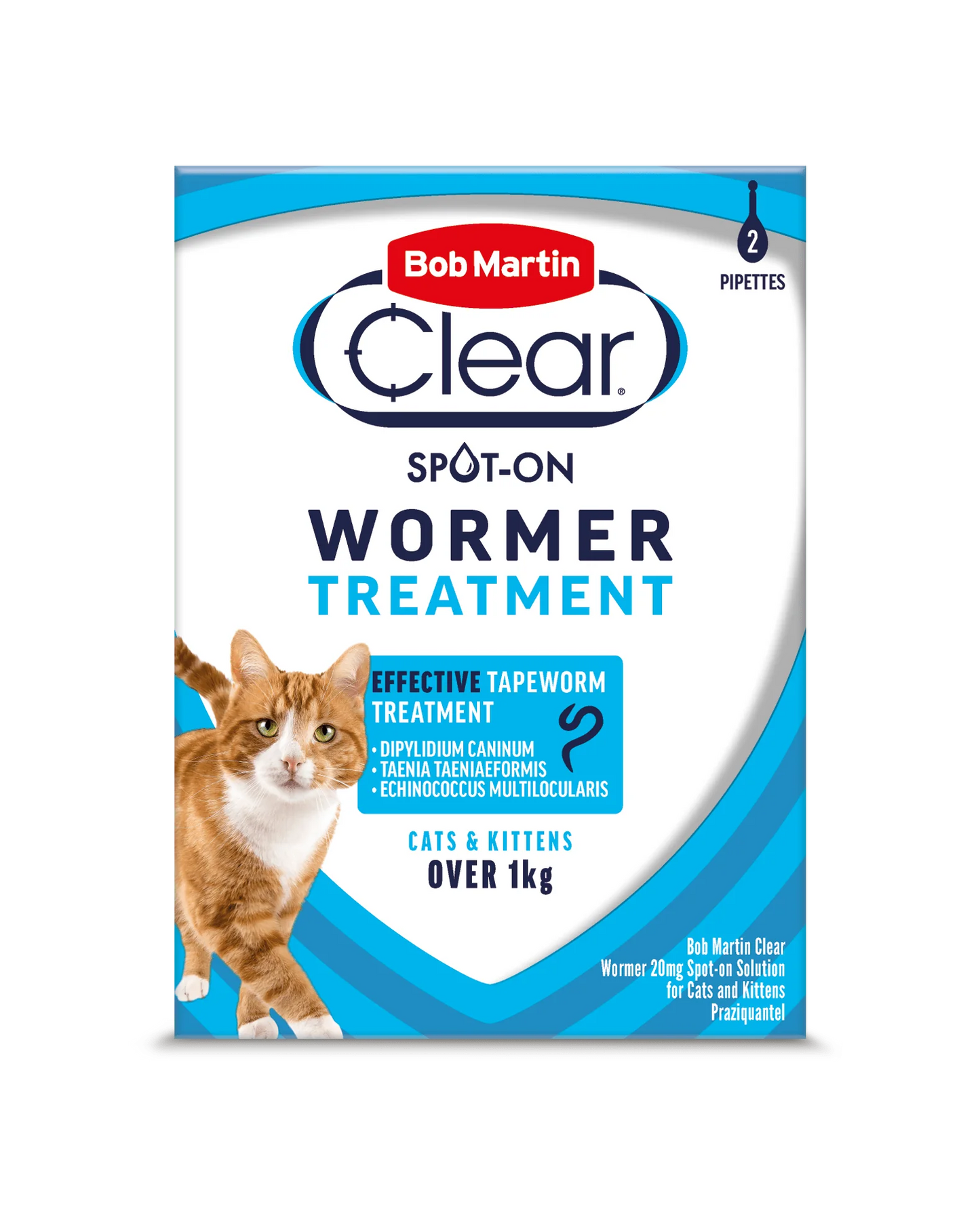 Bob Martin Clear Spot-On Wormer for Cats & Kittens - 2 Pipettes