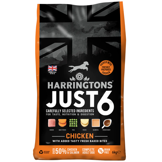 6KG Harringtons Just 6 Complete Grain Free Dry Dog Food - Discounted Stock
