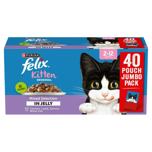 Felix Kitten Original Mixed Selection in Jelly 40 x 85g Pouches - Discounted Stock