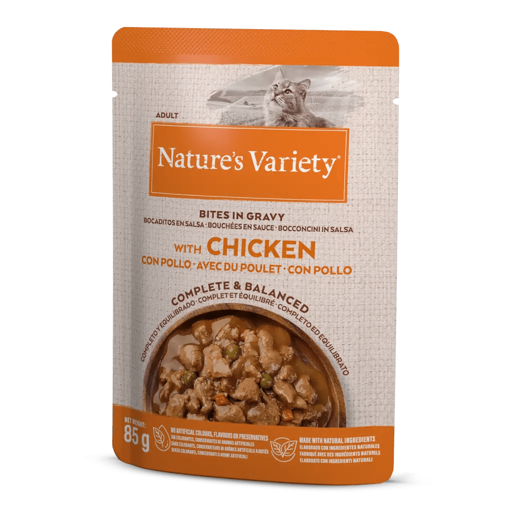 Natures Variety Cat Original Bites in Gravy Chicken Pouch 85g - Discounted Stock