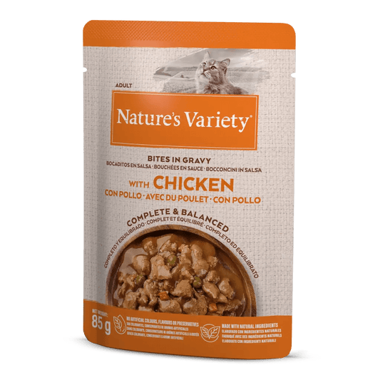 Natures Variety Cat Original Bites in Gravy Chicken Pouch 85g - Discounted Stock