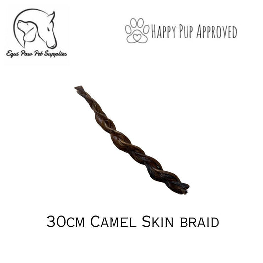 30cm Braided Camel Skin - high protein, low fat natural dog treat