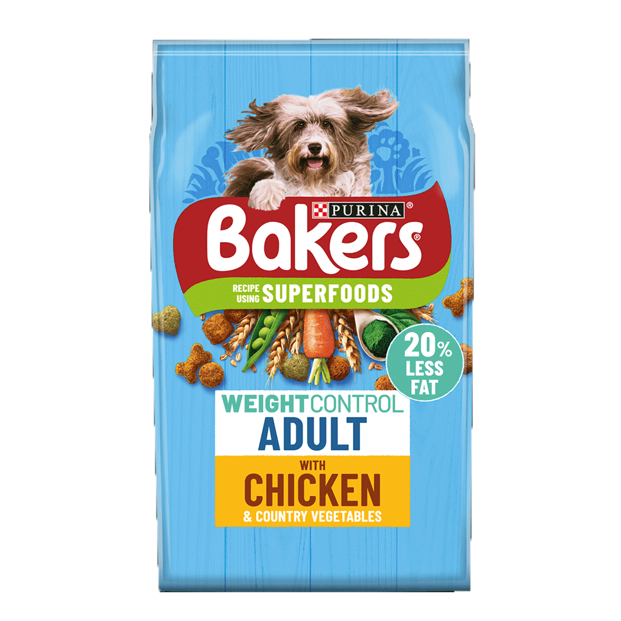 12.5KG Bakers Weight Control with Tasty Chicken & Country Veg Adult Dog Food - Discounted Stock