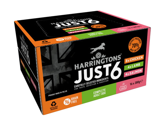 Harringtons Just 6 Grain Free Complete Mixed Wet Dog Food - Discounted Stock (BBE - 02/2025)