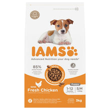12KG Iams Puppy Chicken S/M Breed Dog Food - Discounted Stock