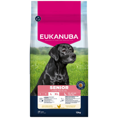 12KG Eukanuba Senior Large Breed Chicken Dog Food - Damaged Packaging
