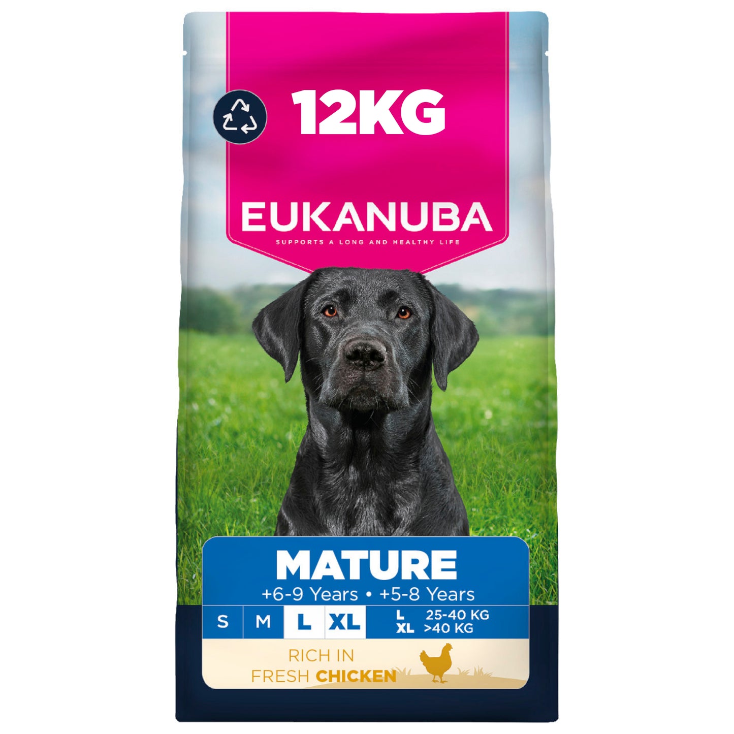 12KG Eukanuba Mature L/XL Chicken Dog Food - Damaged Packaging