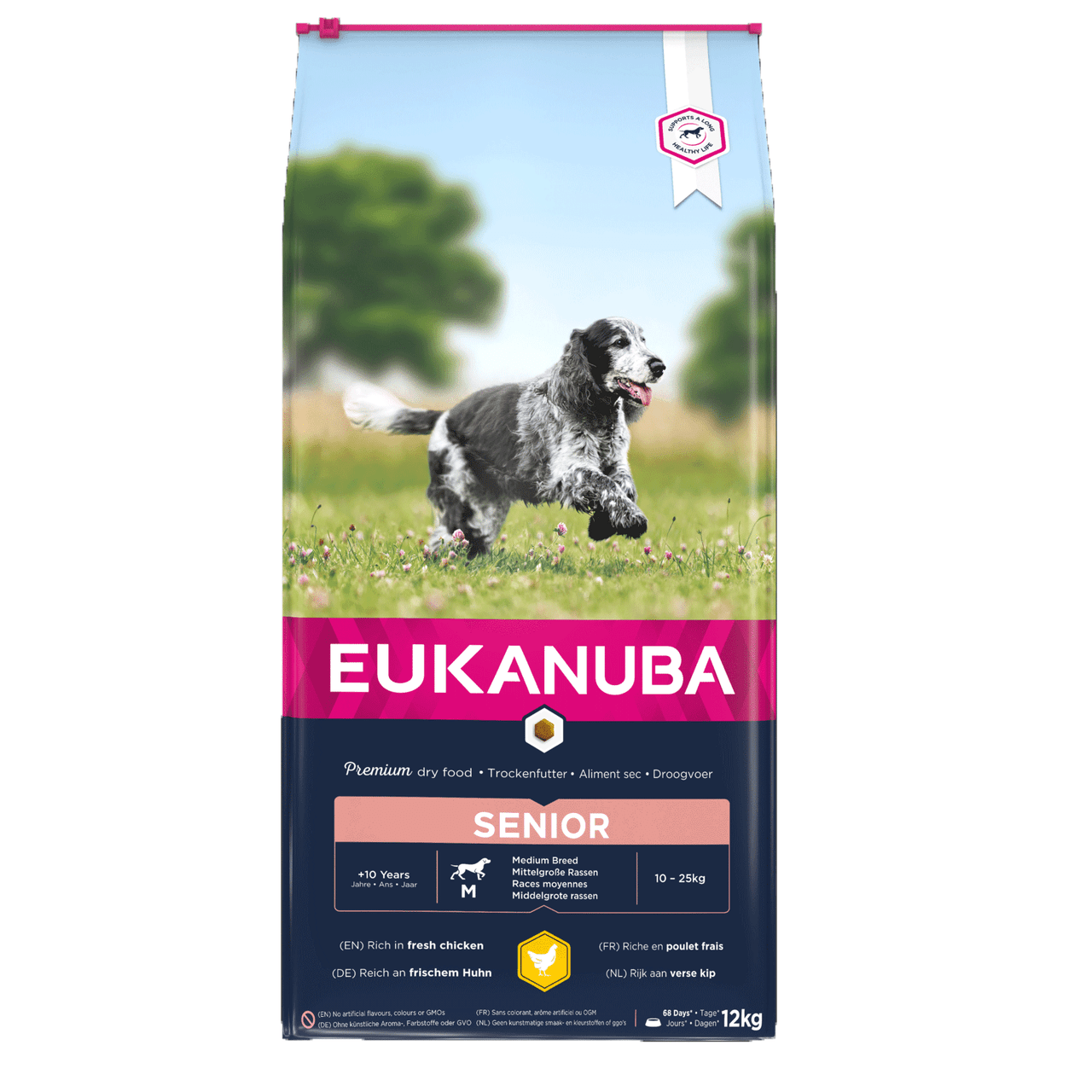12KG Eukanuba Senior Medium Breed Chicken Dog Food - Damaged Packaging