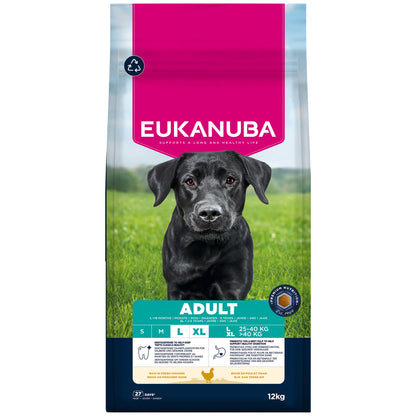 12KG Eukanuba Adult L/XL Chicken Dog Food - Damaged Packaging
