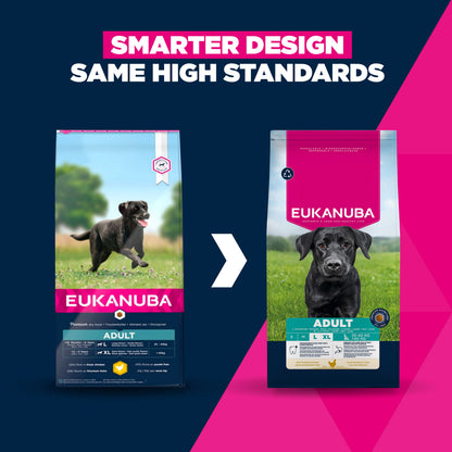 12KG Eukanuba Adult L/XL Chicken Dog Food - Damaged Packaging