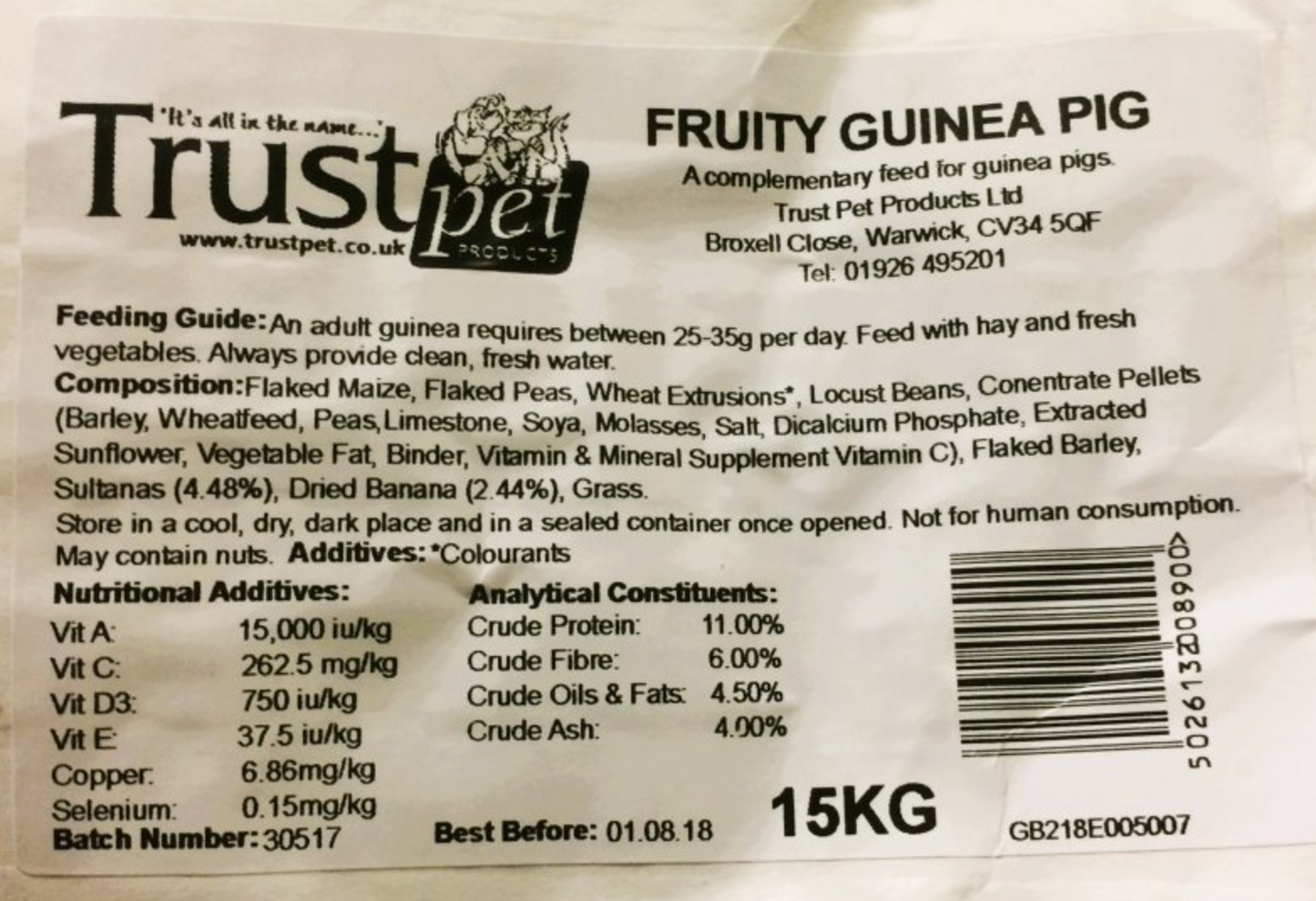 15KG Fruity Guinea Pig - Discounted Stock