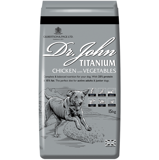 15KG Dr John Titanium Chicken with Veg Dog Food