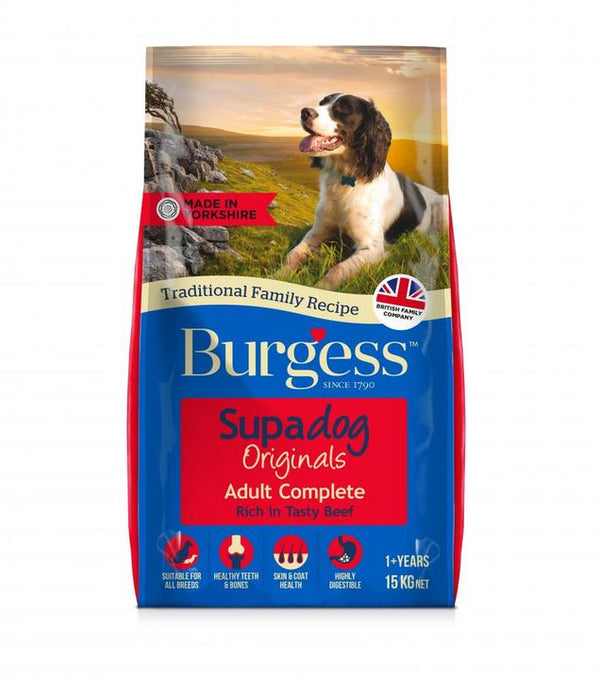 12.5KG Burgess Supadog with Tasty Beef Dog Food - BB MAY 2026
