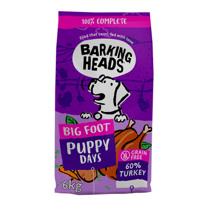 6KG Barking Heads Grain Free Big Foot Turkey Puppy - Discounted Stock