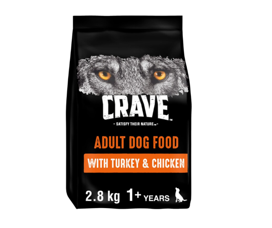 2.8kg Crave adult dog food with Turkey & Chicken