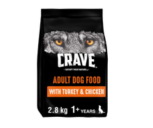 2.8kg Crave adult dog food with Turkey & Chicken