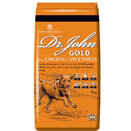 15KG Dr John Gold Chicken with Veg Dog Food - Discounted Stock