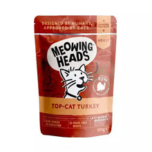 10x100g Meowing Heads Top-Cat Turkey Wet Food - Damaged Packaging