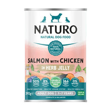 10x390g Naturo Grain & Gluten Free Salmon with Chicken in Herb Jelly Dog Food - Damaged Packaging