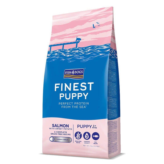 6KG Fish4dogs Finest Puppy Salmon with Sweet Potato Dog Food - Damaged Bag