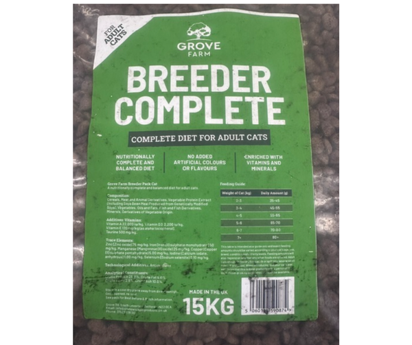 15kg Grove Farm Complete Adult Cat Food - DATED 09/2026