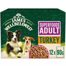 12x90g James Wellbeloved Superfood Turkey in Gravy Wet Dog Food - Damaged Packaging