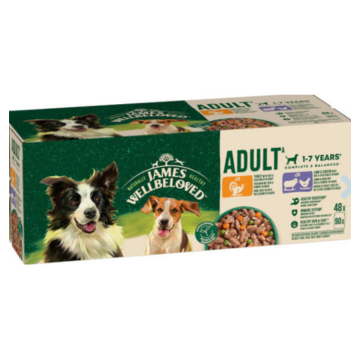 James Wellbeloved Adult Wet Dog Food Mixed Selection in Gravy Pouch - 48 x 90g - Discounted Stock