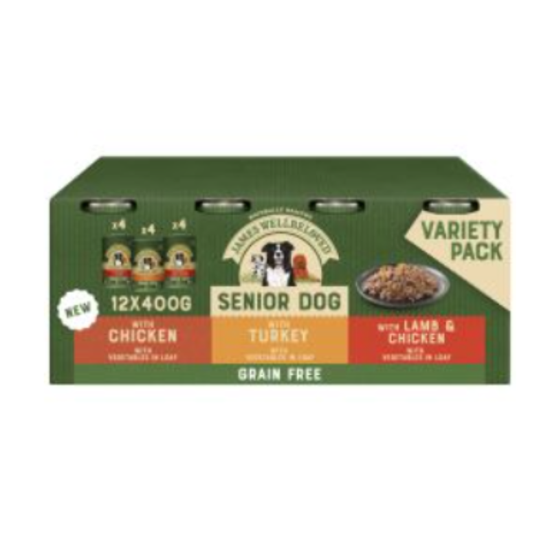12 x 400g James Wellbeloved Senior Grain Free - Damaged Packaging