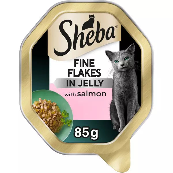 22x85g Sheba Fine Flakes with Salmon in Jelly Cat Food - Damaged Packaging