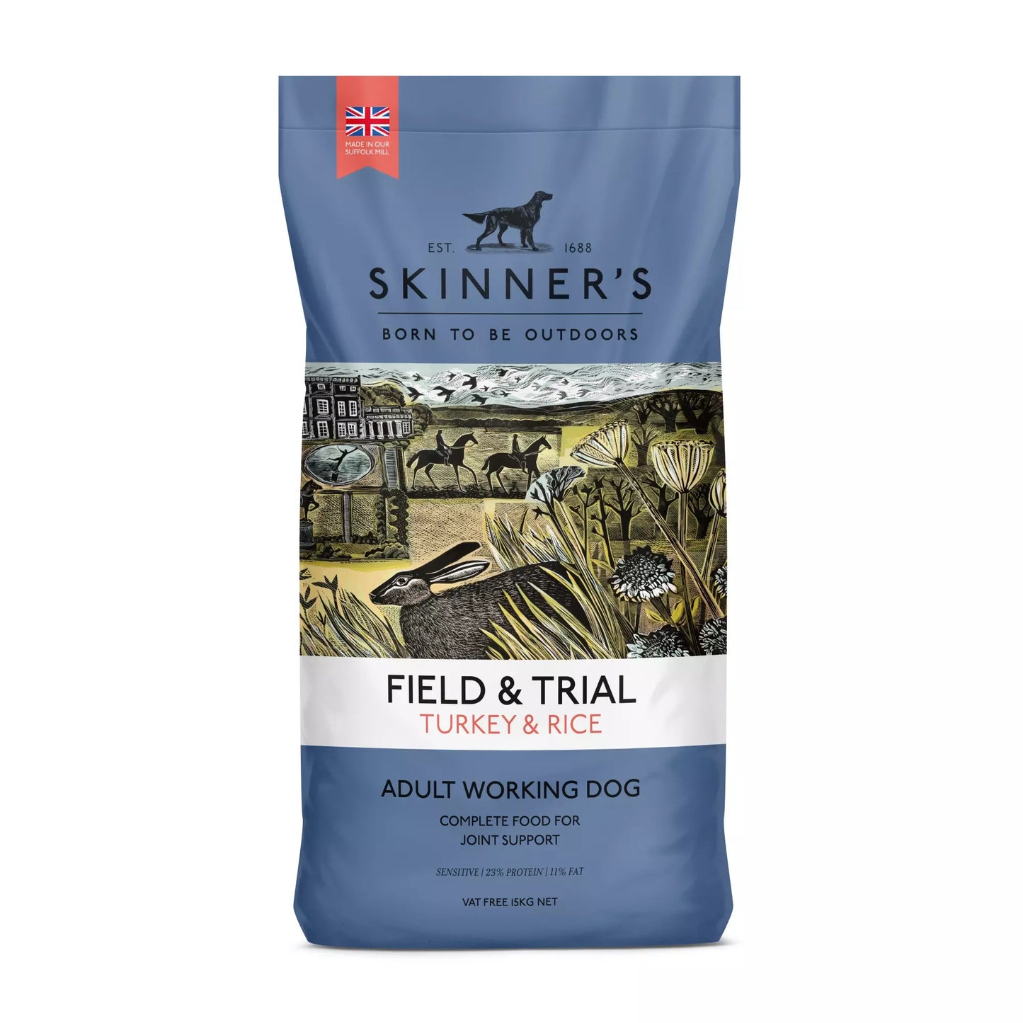 15kg Skinners field & Trail sensitive turkey & rice dog food - Discounted stock