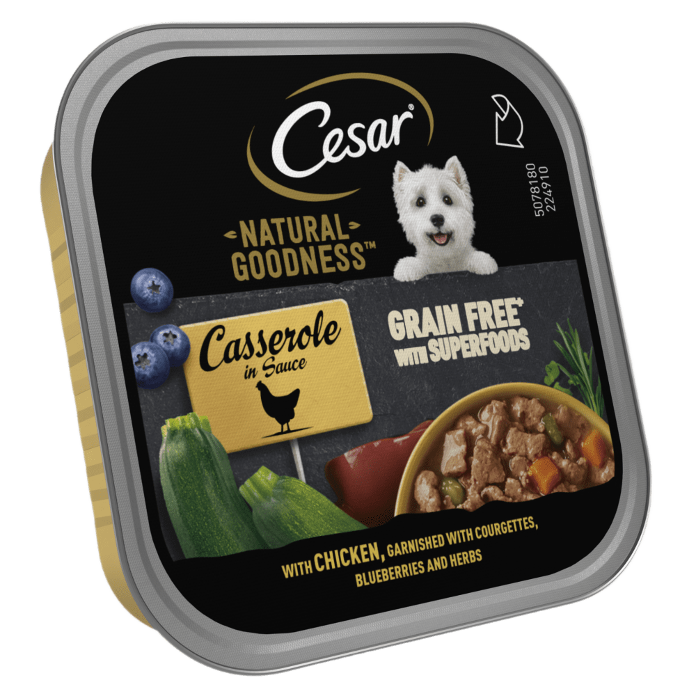14x100g Cesar Grain Free with Superfoods Chicken Casserole in Sauce - Damaged Packaging
